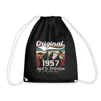 1957 - Cadeau né en 1957 - Sac de sport léger - noir - Devant