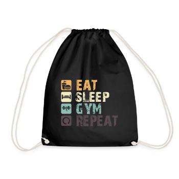 Eat Sleep Gym Repeat Fitness Sport Männer Frauen - Turnbeutel - Schwarz - Vorne