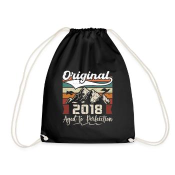 2018 - Geschenk geboren im Jahr 2018 - Turnbeutel - Schwarz - Vorne