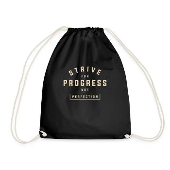 Progress over Perfection - Motivational Quote - Drawstring Bag - black - Front
