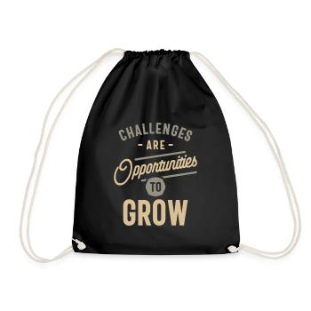Growth Through Challenges - Motivational Quote - Drawstring Bag - black - Front