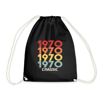 1970 Jubiläum im klassischen Vintage-Stil 1970 - Turnbeutel - Schwarz - Vorne