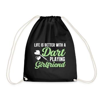Life is better with a dart-playing fre - Drawstring Bag - black - Front