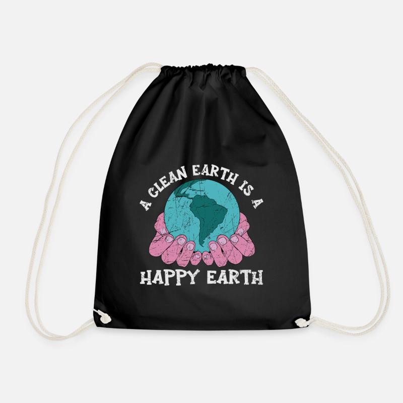A Clean Earth Is A Happy Earth Environmentalist - Turnbeutel - Schwarz