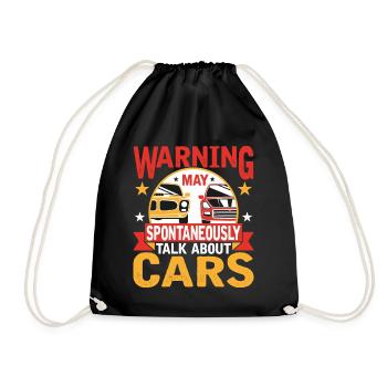 Warning can spontaneously talk about cars - Drawstring Bag - black - Front