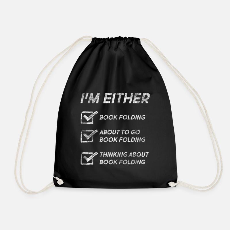 Book Folding Funny Book Folding Quotes - Drawstring Bag - black