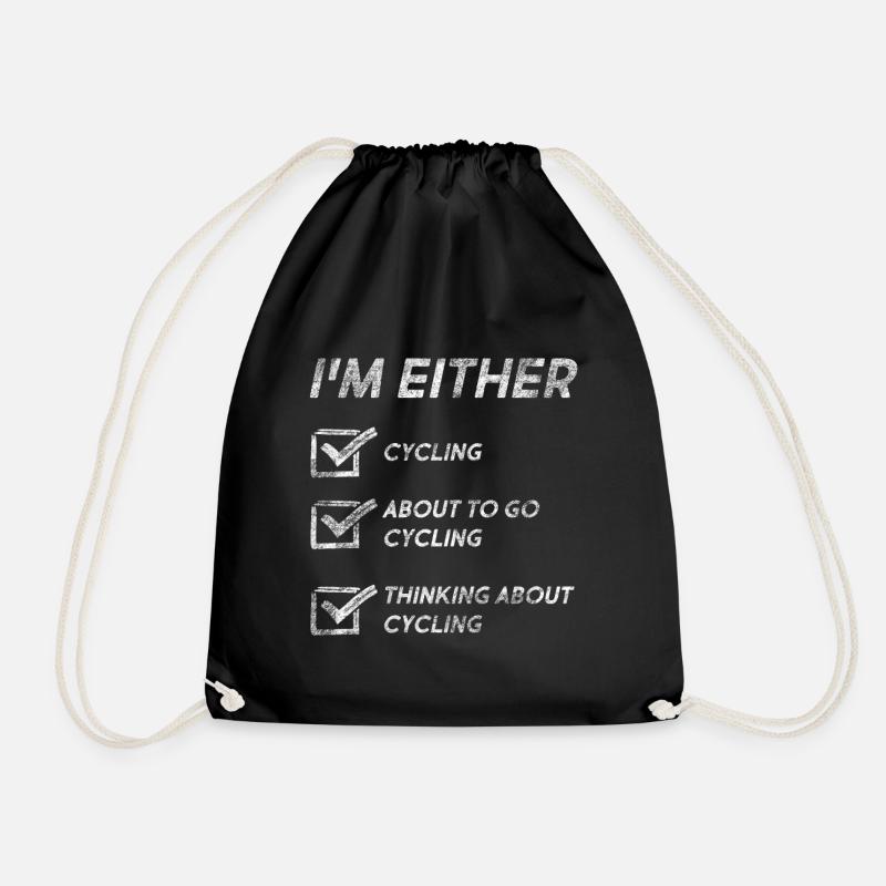 Funny Cycling Quotes Cycling Lovers Bicycle - Drawstring Bag - black