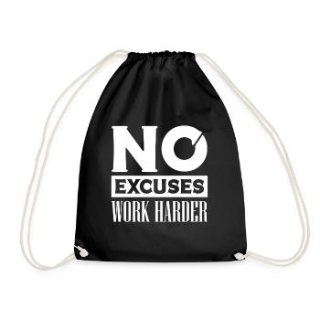 No more excuses Commitment - Motivation - Drawstring Bag - black - Front