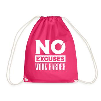 No more excuses Commitment - Motivation - Drawstring Bag - fuchsia - Front