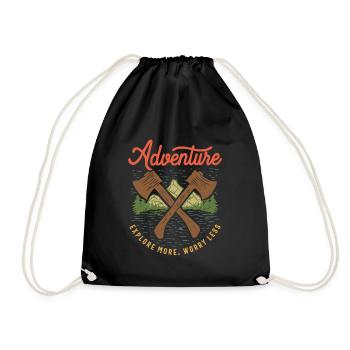 Explorez plus, inquiétez-vous moins - Citation inspirante - Sac de sport léger - noir - Devant