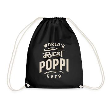 Die beste Poppi der Welt aller Zeiten - Papa, Opa lustig - Turnbeutel - Schwarz - Vorne