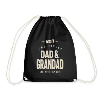 Papa et grand-père - Doublez les titres, doublez le plaisir - Sac de sport léger - noir - Devant