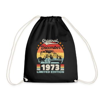 Dezember 1973 Geburtstagsgeschenk Dezember 1973 - Turnbeutel - Schwarz - Vorne