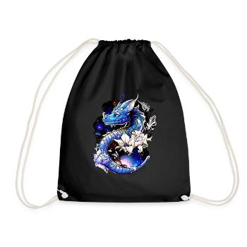 Dragon, Fleurs, Fantaisie, Galaxie, Style en détresse - Sac de sport léger - noir - Devant