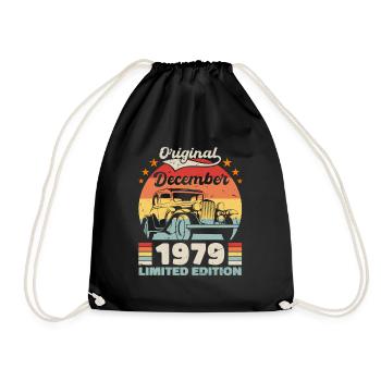 December 1979 Birthday present December 1979 - Drawstring Bag - black - Front