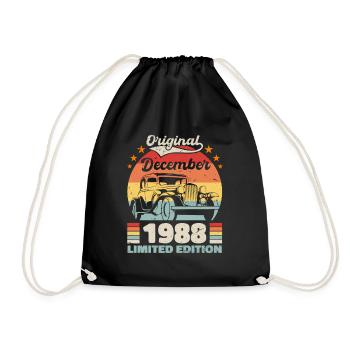 Dezember 1988 Geburtstagsgeschenk Dezember 1988 - Turnbeutel - Schwarz - Vorne