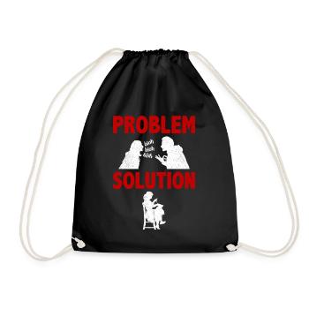 Knitting Crocheting Problem Solution Hobby - Drawstring Bag - black - Front