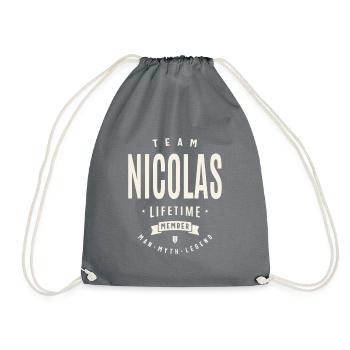 Team Nicolas Lebenslanges Mitglied - Turnbeutel - Grau - Vorne