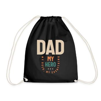 Papa mein Held Mein Fels mein Alles - Vatertag - Turnbeutel - Schwarz - Vorne