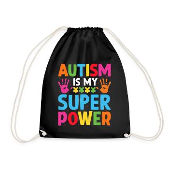 autism is my super power - Drawstring Bag - black - Front