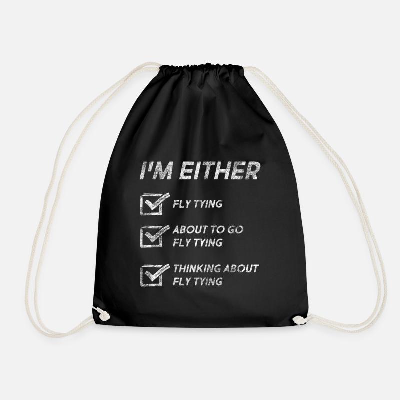 Funny Fly Tying Quotes Fly Tying Love Fly Fishing - Drawstring Bag - black