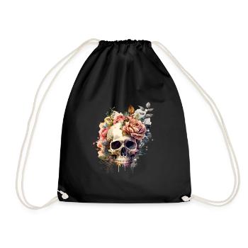 Crâne et os croisés avec roses - Skull Dia De Los Muertos - Sac de sport léger - noir - Devant