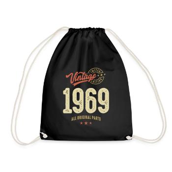 Vintage 1969 - Celebrating 54 Years! - Drawstring Bag - black - Front