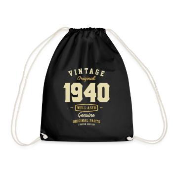 Vintage Original 1940 - 83rd birthday - Drawstring Bag - black - Front