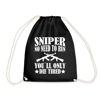 Tireur d’élite Pas besoin de courir... - Vétéran - Sac de sport léger - noir - Devant