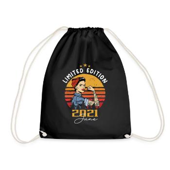 Vintage 2021 - Born In June 2021 - Drawstring Bag - black - Front