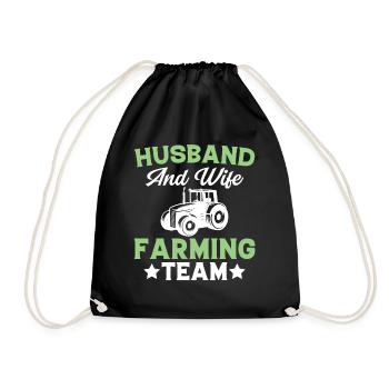 Husband and Wife Farming Team - Drawstring Bag - black - Front
