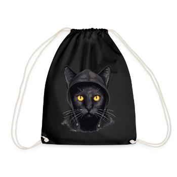 Katzenkopf Schwarze Katze Bombay Happy Cat Katzen - Turnbeutel - Schwarz - Vorne
