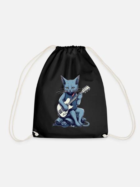 Musiker Russisch Blau Katze Gitarrist Katzen - Turnbeutel - Schwarz
