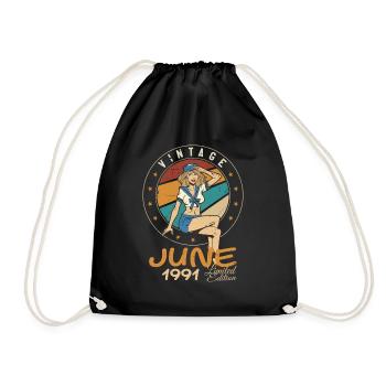 Vintage 1991 - Born In June 1991 - Drawstring Bag - black - Front