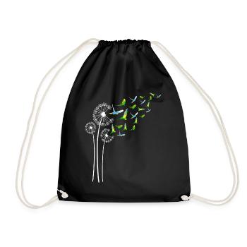 Budgie Dandelion Flower For Dandelions Parakeet - Drawstring Bag - black - Front