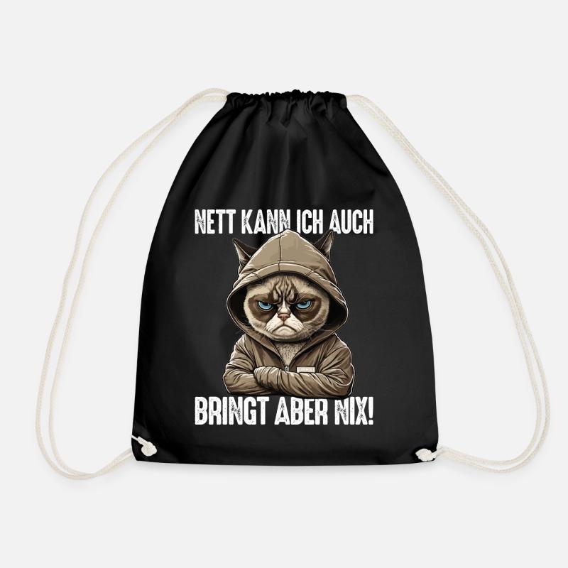 Nett kann ich auch bringt aber nix! Mitarbeiter - Turnbeutel - Schwarz