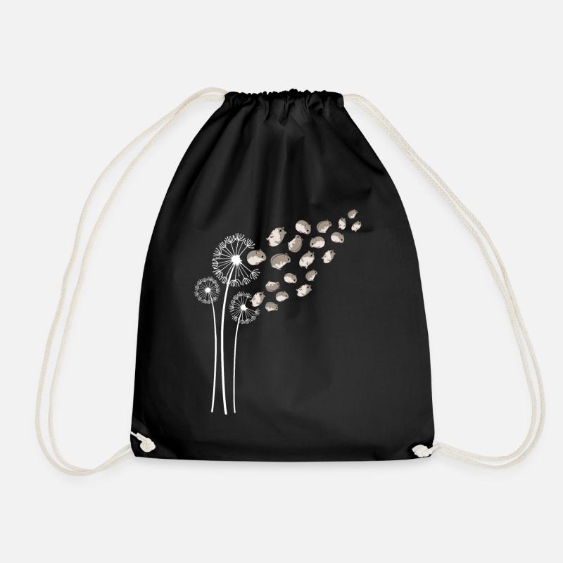 Roborovski Dwarf Hamster Dandelion Flower - Drawstring Bag - black