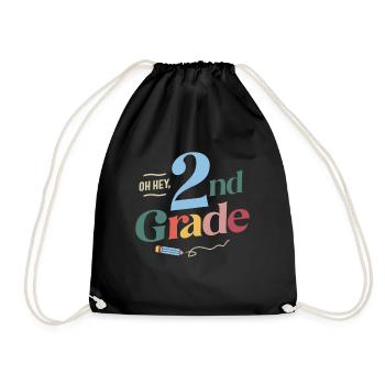 Oh Hey 2nd Second Grade, Back To School Teacher - Drawstring Bag - black - Front