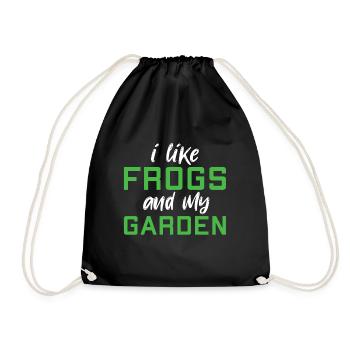 Ich Mag Frösche Und Meinen Garten - Frosch - Turnbeutel - Schwarz - Vorne