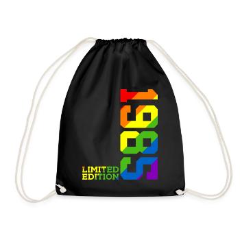 LGBTQ 1985 REGENBOGEN QUEER 40. GEBURTSTAG PRIDE - Turnbeutel - Schwarz - Vorne