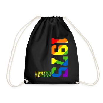 LGBTQ 1975 REGENBOGEN QUEER 50. GEBURTSTAG PRIDE - Turnbeutel - Schwarz - Vorne
