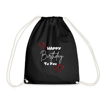 Happy Birthday to you-mit Herzen - Turnbeutel - Schwarz - Vorne