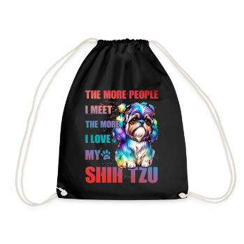 Plus je rencontre de gens, plus j’aime mon Shih Tzu - Sac de sport léger - noir - Devant