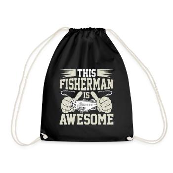 This fisherman is awesome - Drawstring Bag - black - Front
