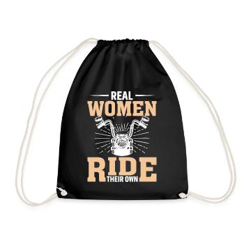Real women riding their own biker - Drawstring Bag - black - Front