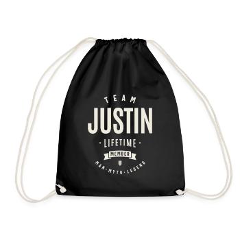 Team Justin Lebenslanges Mitglied Justin Name - Turnbeutel - Schwarz - Vorne
