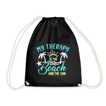 Meine Therapie Ist Der Strand Und Die Sonne - Turnbeutel - Schwarz - Vorne