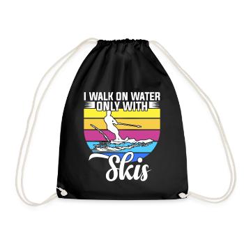 I walk on the water only with skis - Drawstring Bag - black - Front