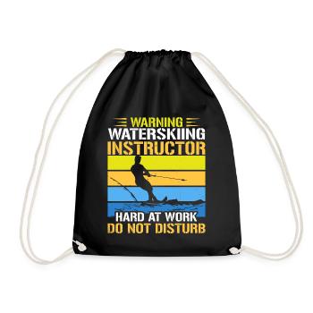 Warning: Water ski instructors hard at work - Drawstring Bag - black - Front