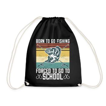 Born To Go Fishing Bass Fisch Fischer Jungen - Turnbeutel - Schwarz - Vorne